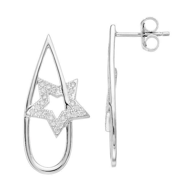 Rosabella Sterling Silver Cubic Zirconia Star Earrings, Womens Product Image