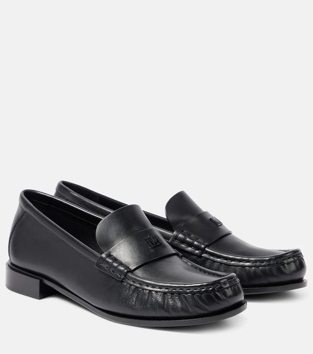 MAX MARA Leather Loafers In Black Product Image