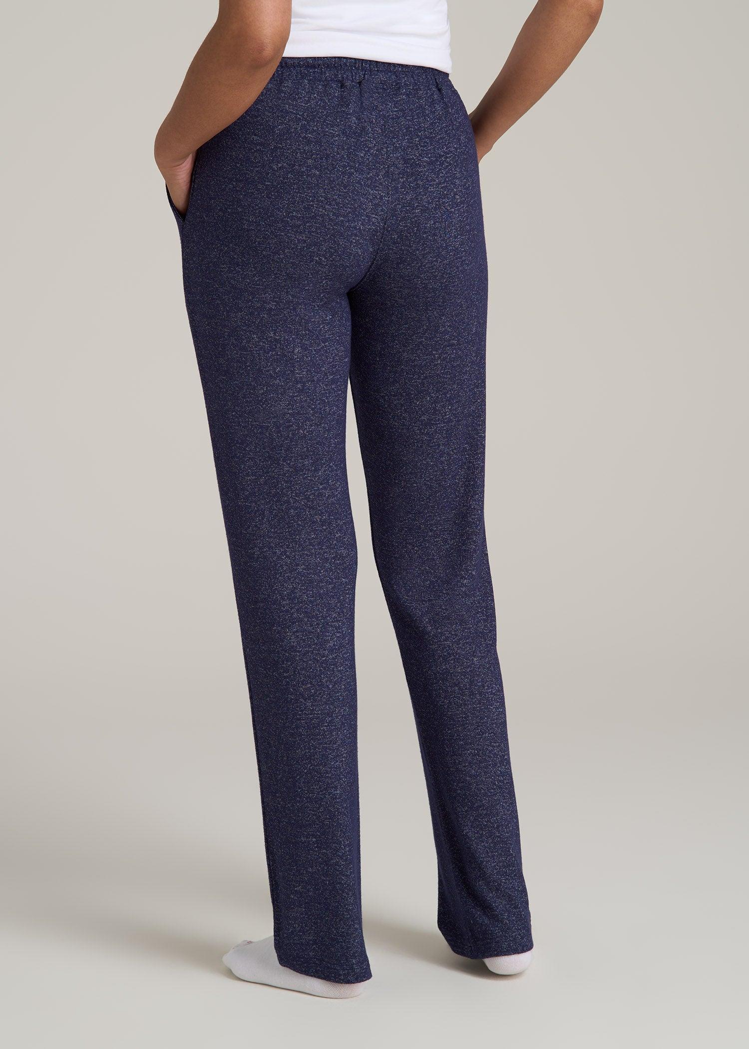 Open-Bottom Cozy PJ Lounge Pants for Tall Women in Regal Blue Mix Female Product Image