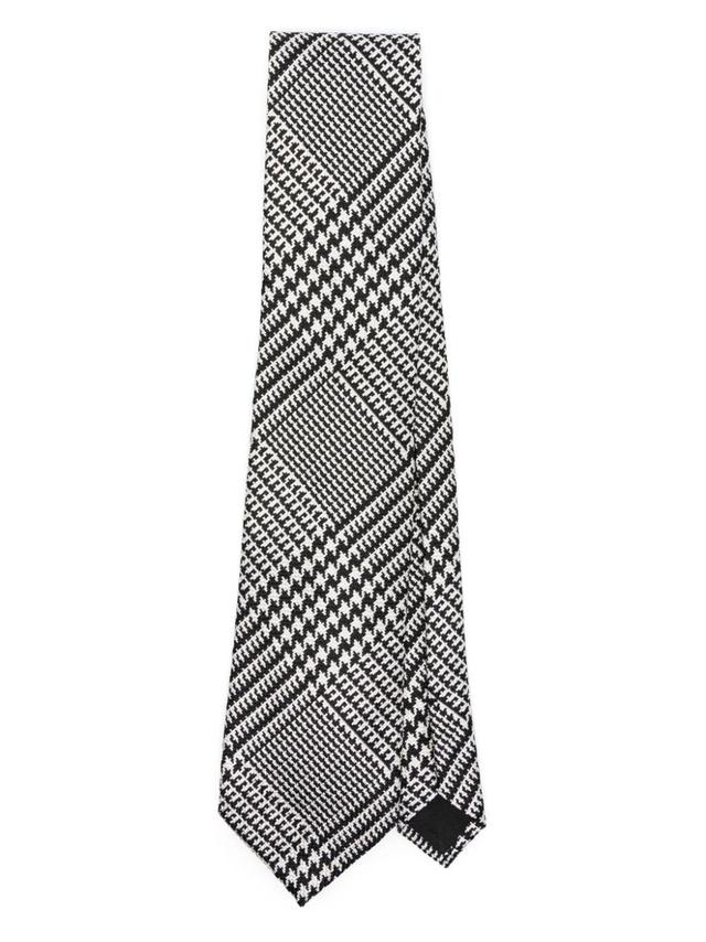 Houndstooth Silk Tie In Black Product Image