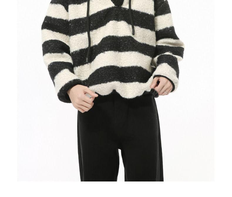 Striped Faux Shearling Hoodie Product Image