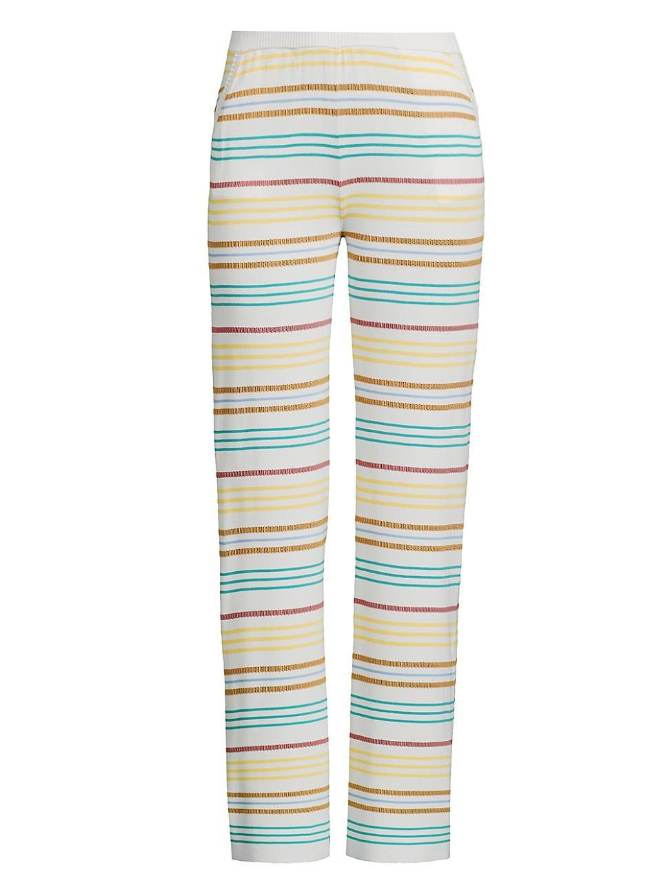 Womens Striped Pointelle-Knit Pants Product Image