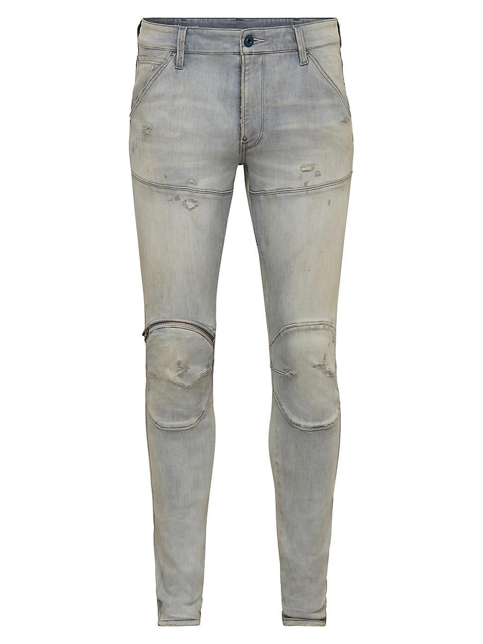 Mens D-5620 3D Zip Skinny Faded Jeans Product Image