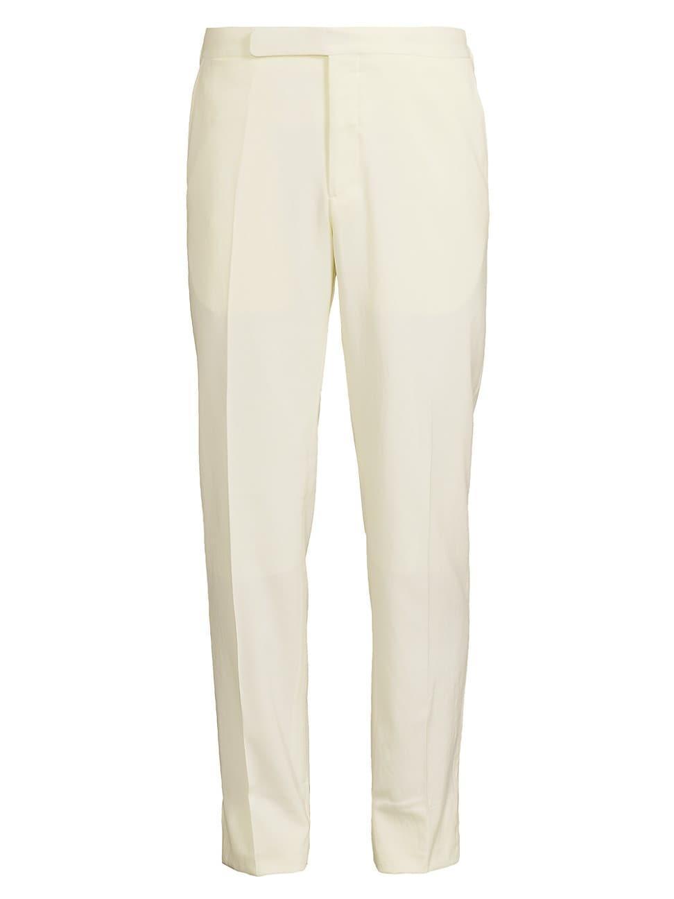 Mens Wool Gabardine Flat-Front Trousers Product Image