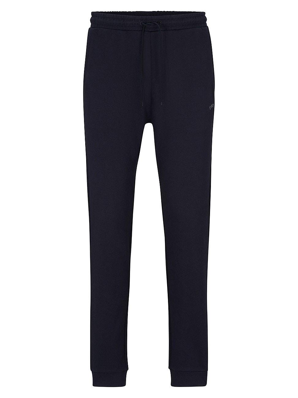 Mens Cotton Tracksuit Bottoms With Curved Logo Product Image