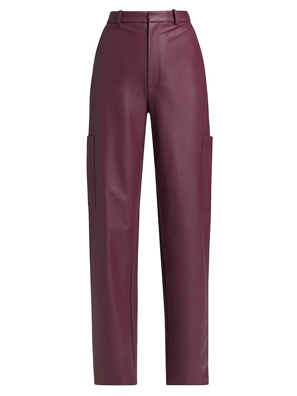 Womens Faux-Leather Tapered-Leg Pants Product Image