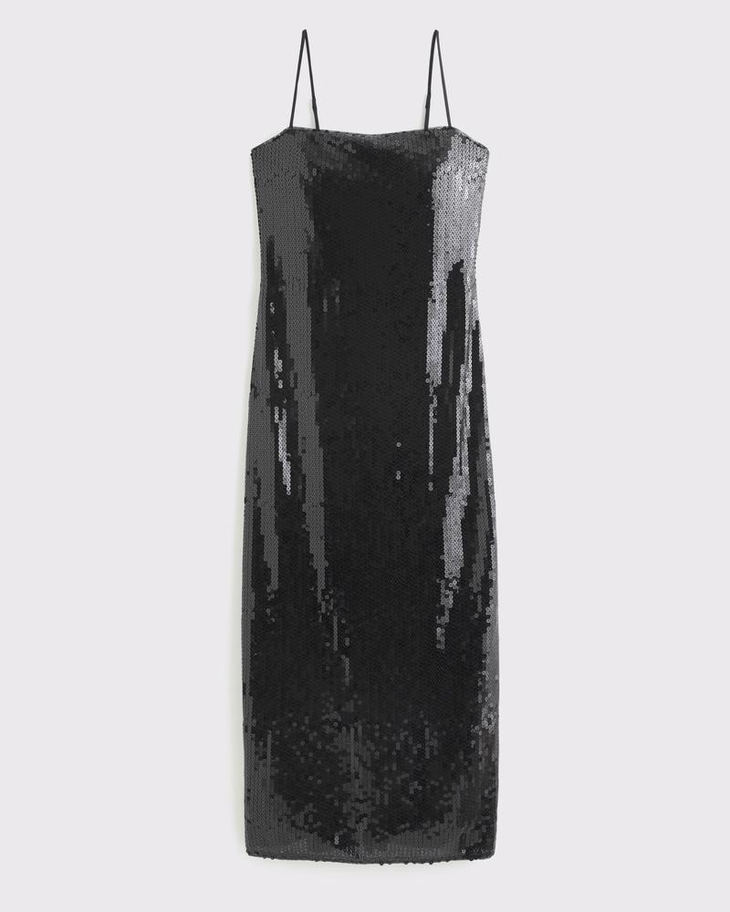 Sequin Straight Neck Midi Dress product image