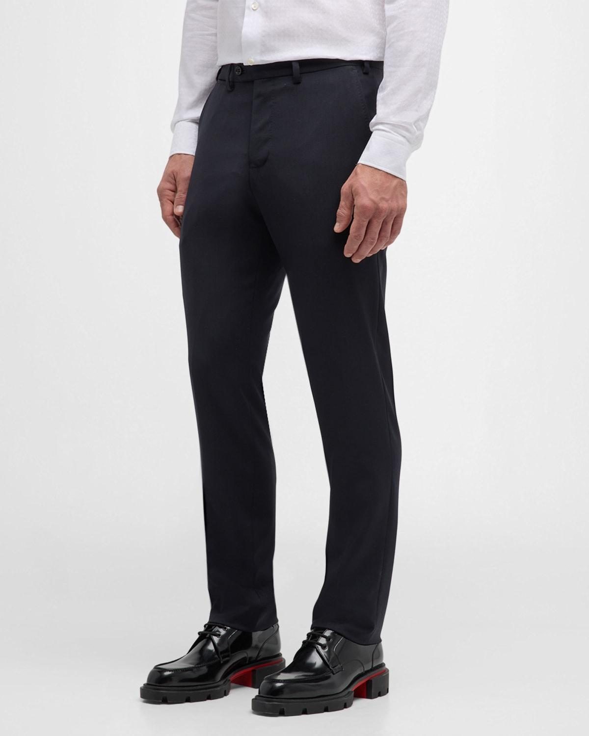 Mens Wool Crease-Front Trousers Product Image