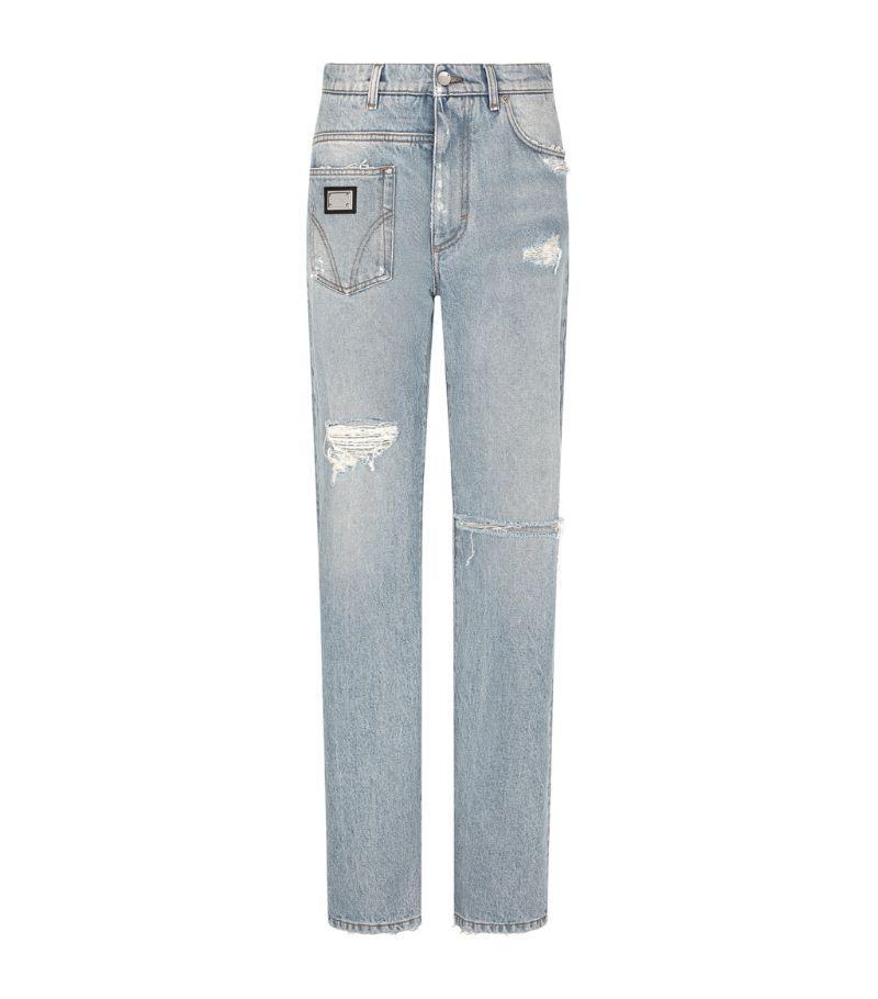 Patchwork Denim Jeans In Blue product image