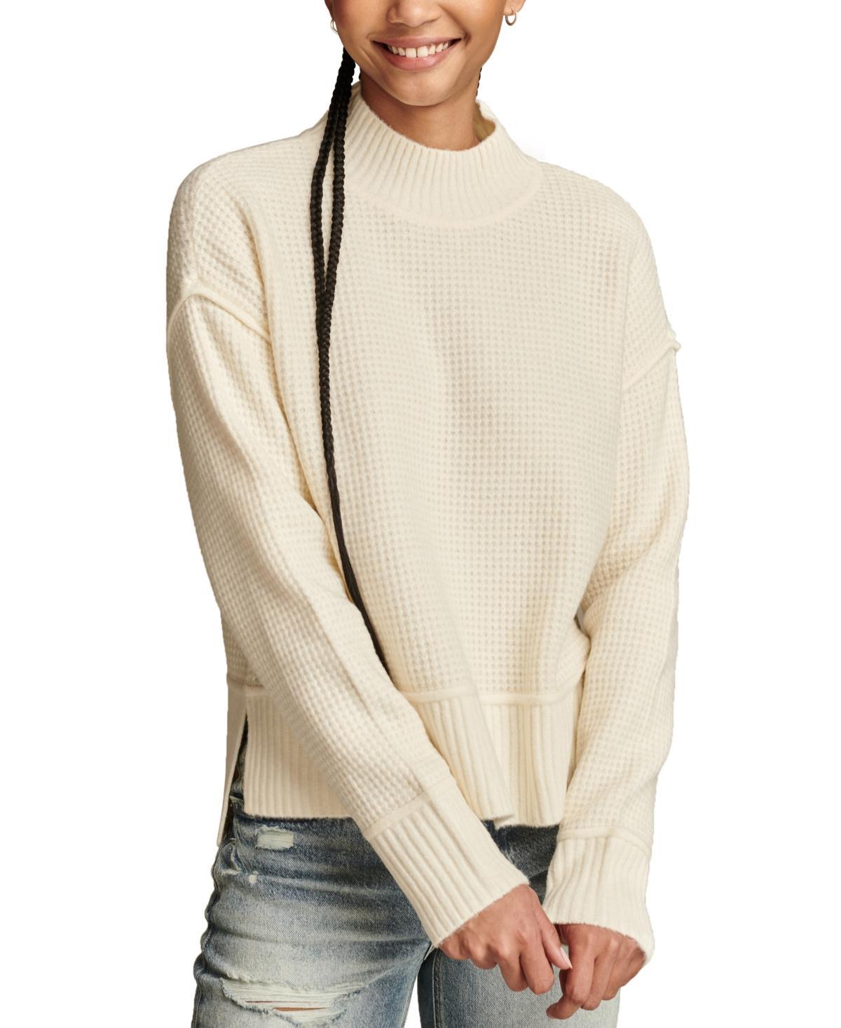 Lucky Brand Womens Mock Neck Waffle-Knit Sweater Product Image