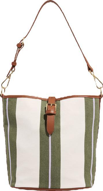 Leather Trim Striped Shoulder Bag Product Image