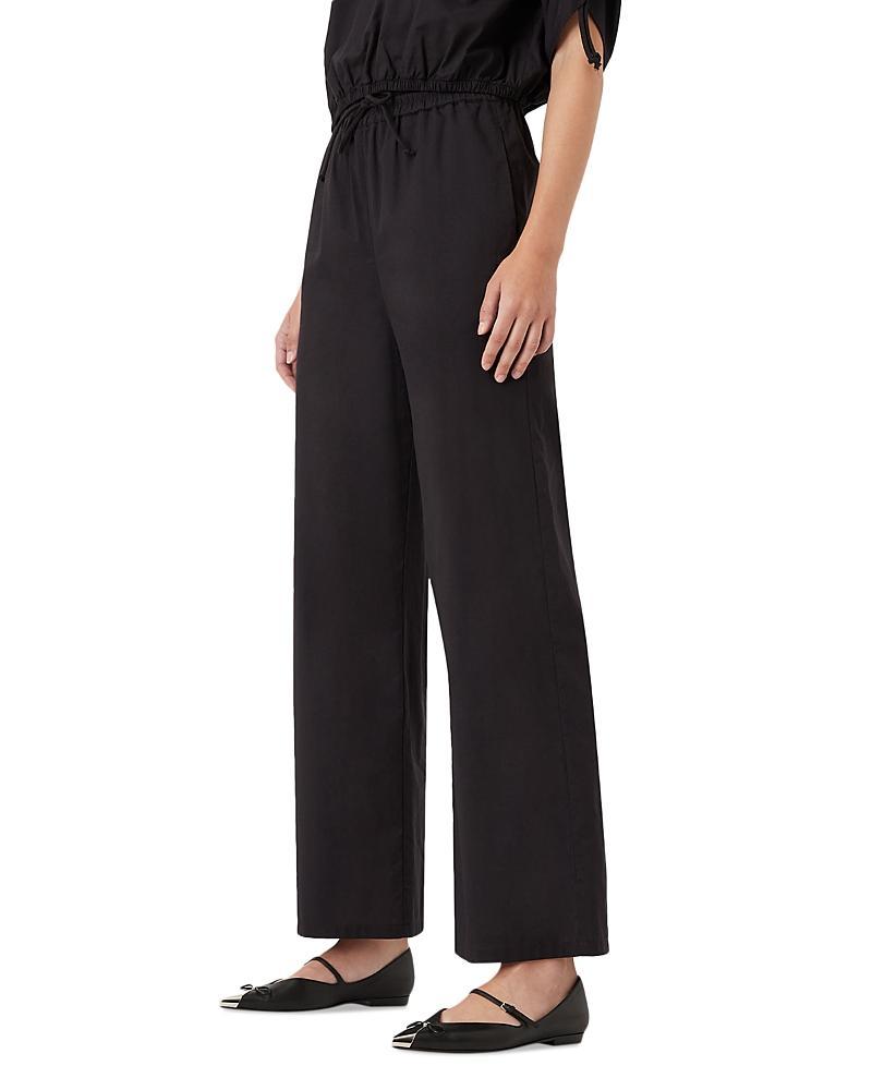 Womens Drawstring Cotton Wide-Leg Pants Product Image