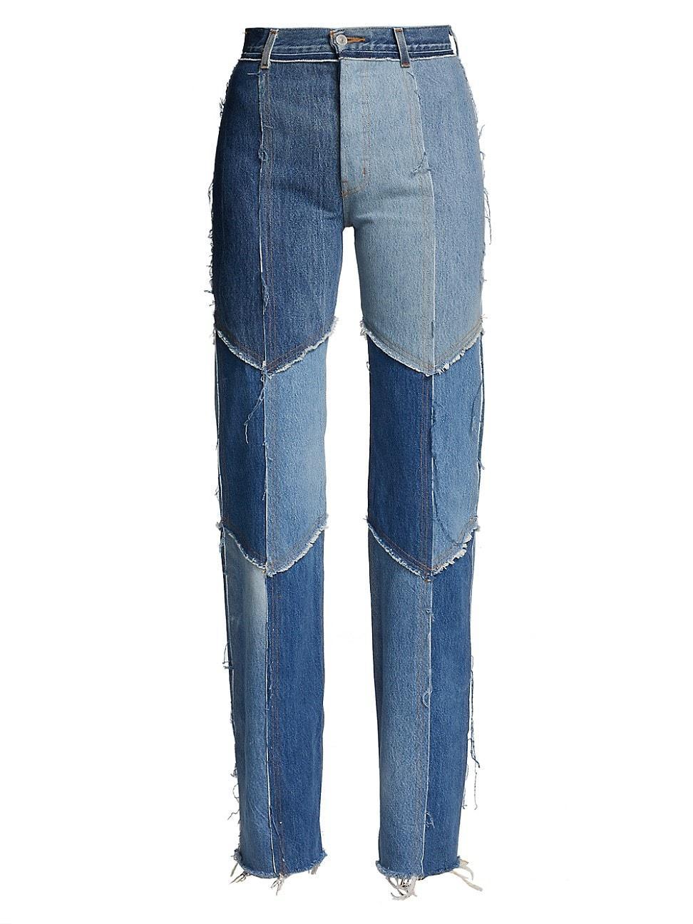 Womens Patchwork Wide-Leg Jeans product image