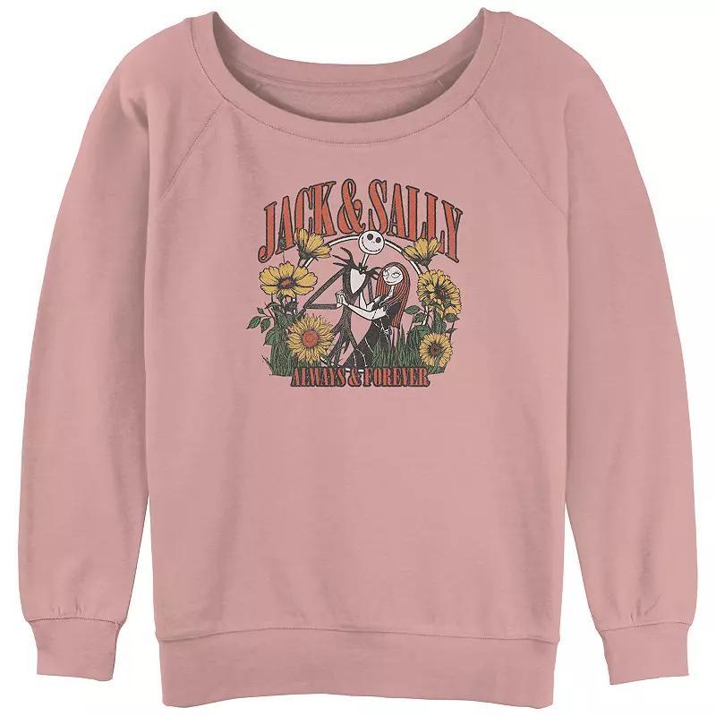 Disneys The Nightmare Before Christmas Jack And Sally Always And Forever Juniors Graphic Slouchy Terry, Womens Product Image