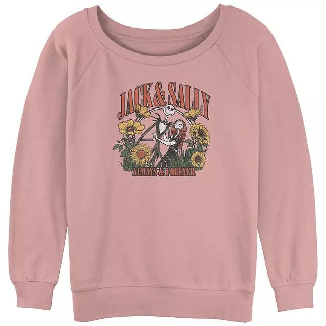 Disneys The Nightmare Before Christmas Jack And Sally Always And Forever Juniors Graphic Slouchy Terry, Womens Product Image