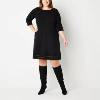 Jessica Howard Womens 3/4 Sleeve Sweater Dress Plus Product Image