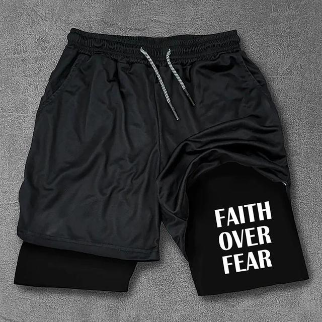 Men's Faith Over Fear Drawstring Double Layer Shorts Product Image