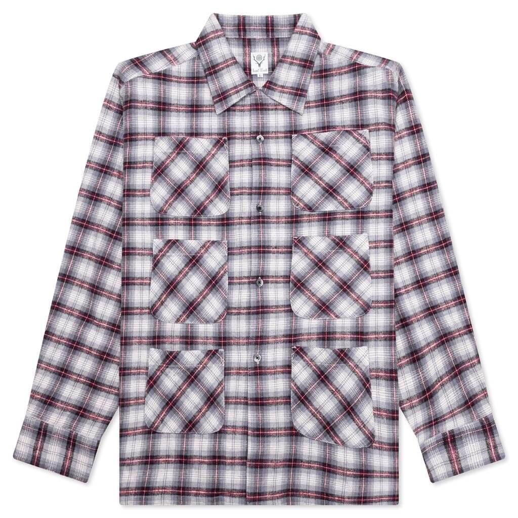 6 Pocket Flannel Shirt - Lavender/Bordeaux Male Product Image