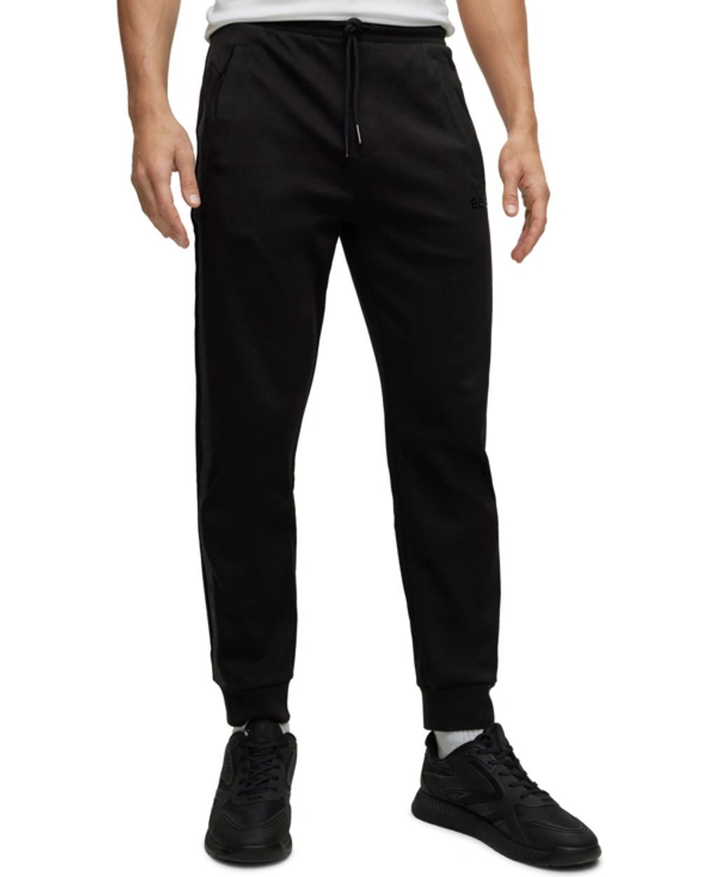 Boss By  Men's Cotton-terry Tracksuit Bottoms In Black product image