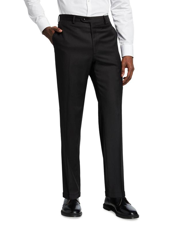 Mens Solid Wool Trousers Product Image