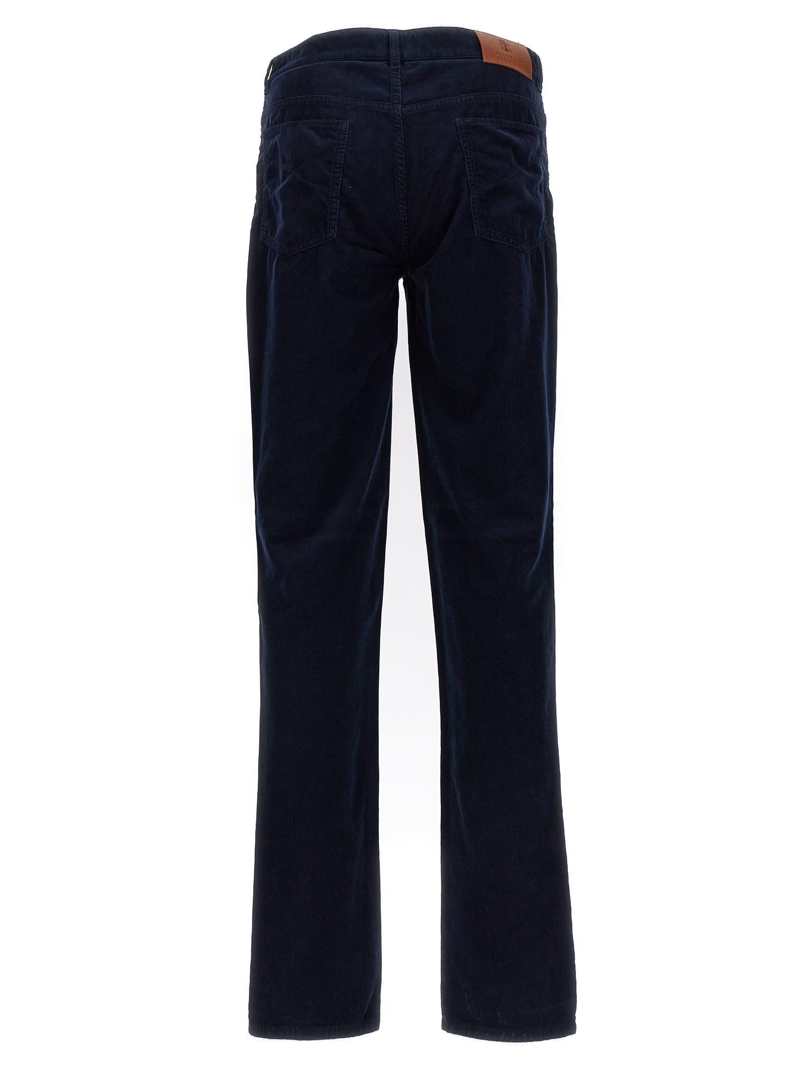 Straight-leg Cotton-corduroy Trousers In Blue Product Image