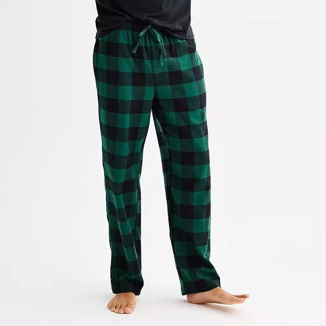 Mens Sonoma Goods For Life Flannel Drawstring Pajama Pants Iron Ore Plaid Product Image