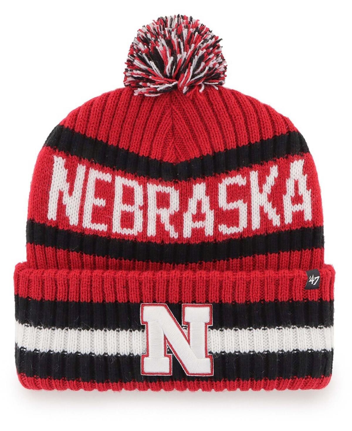 Mens Scarlet Nebraska Huskers Bering Cuffed Knit Hat with Pom Product Image