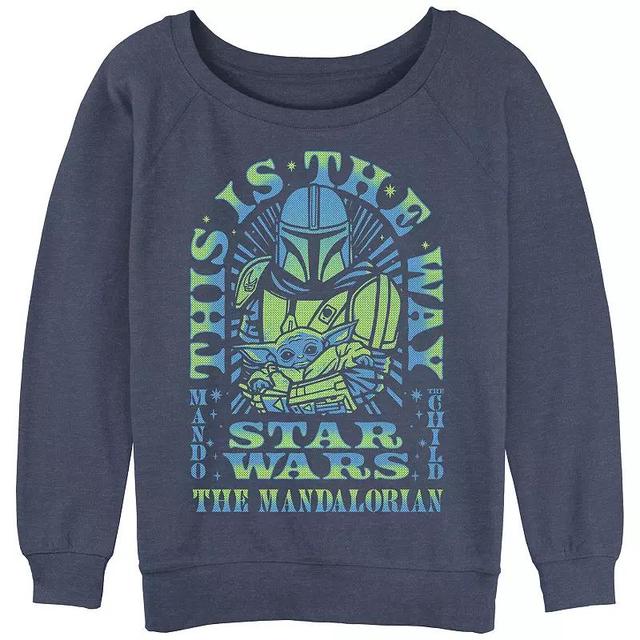 Juniors The Mandalorian Star Wars This Is The Way Slouchy Terry Graphic Pullover, Womens Blue Grey Product Image