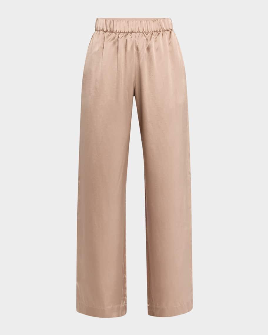 Wide-Leg Silk Pants Product Image