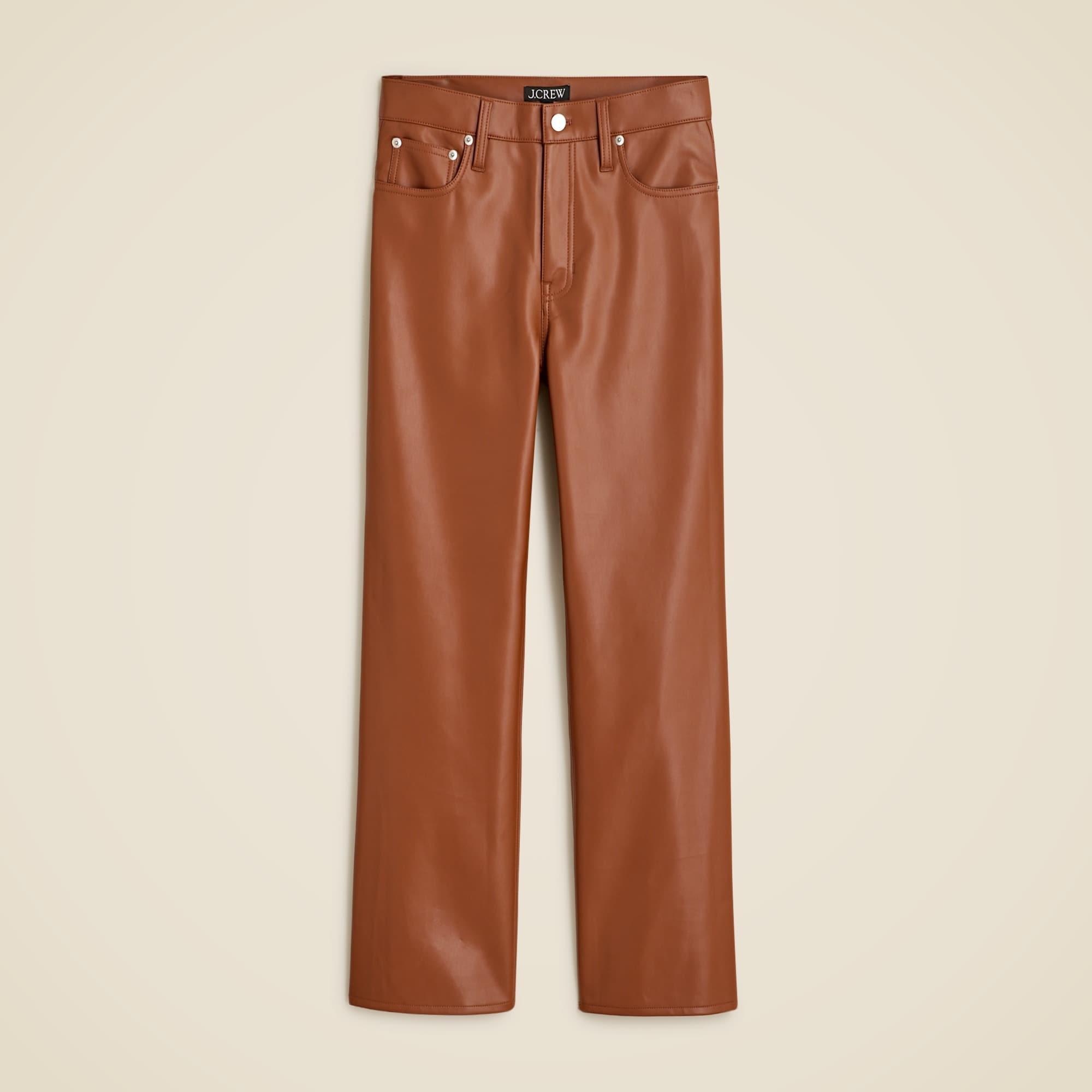 Slim wide-leg pant in faux leather Product Image