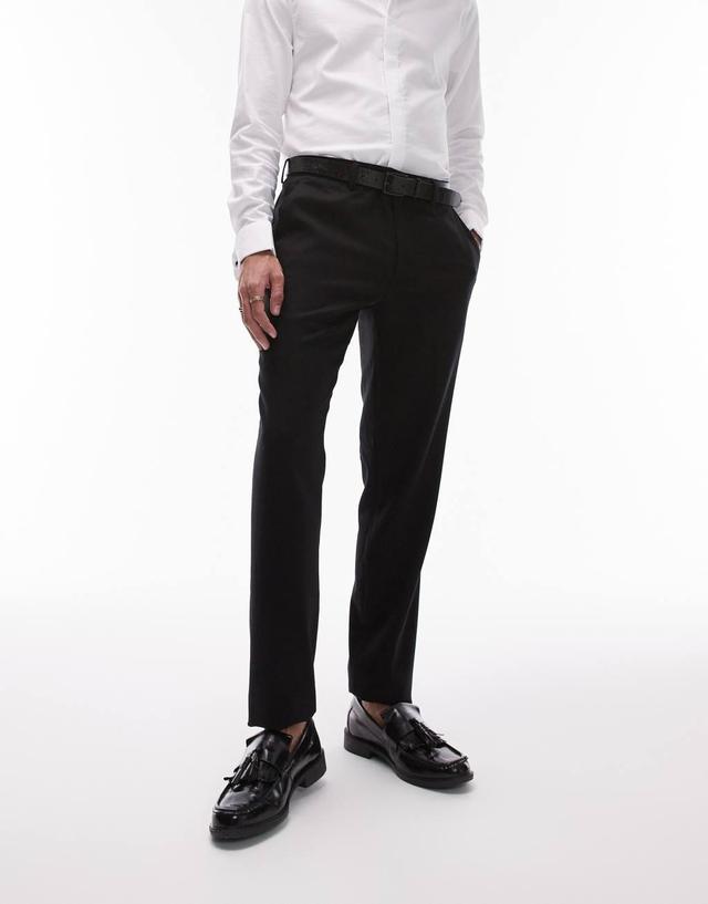 Topman skinny textured pants in black Product Image