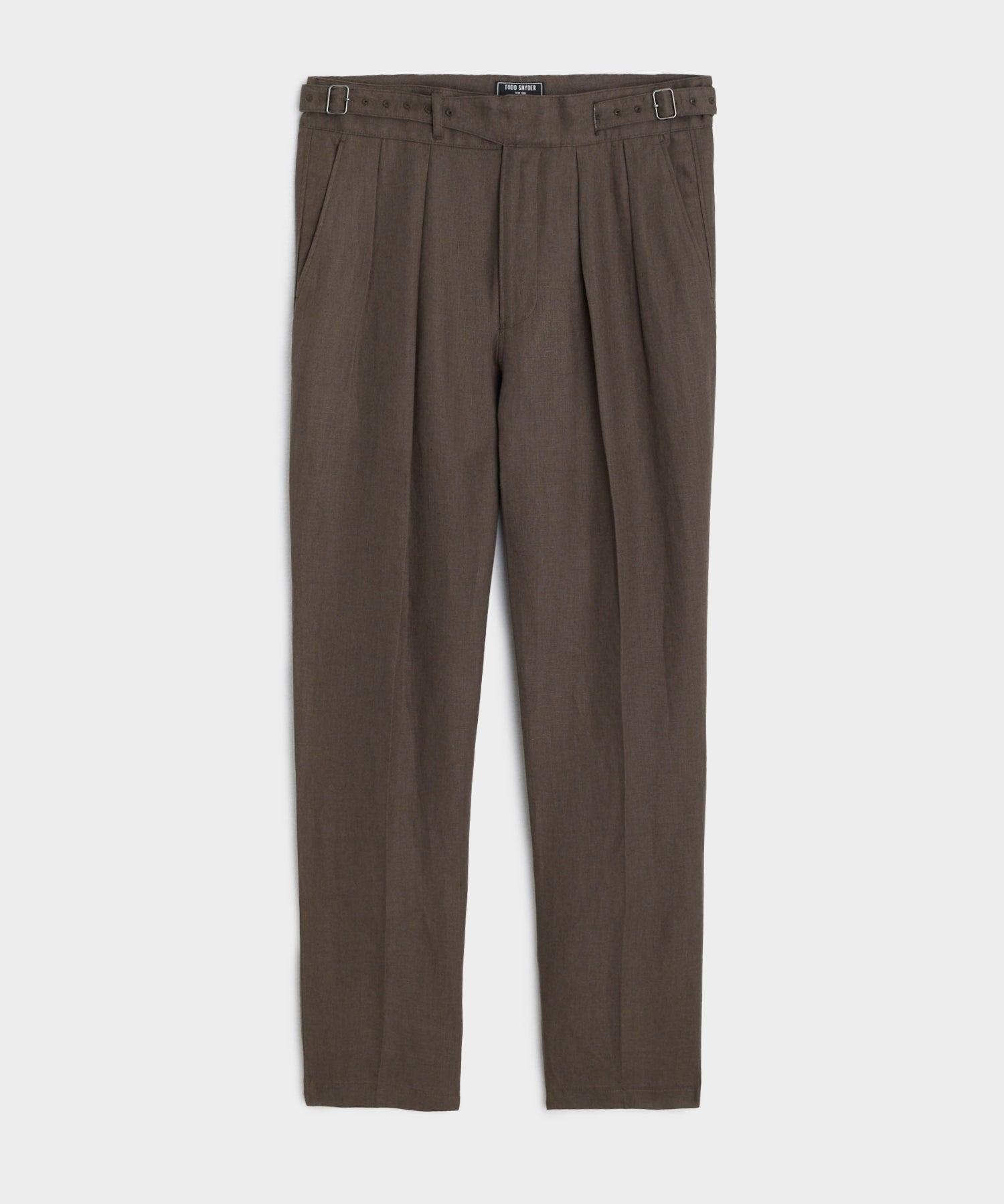 Irish Linen Gurkha Trouser in Dark Brown Product Image