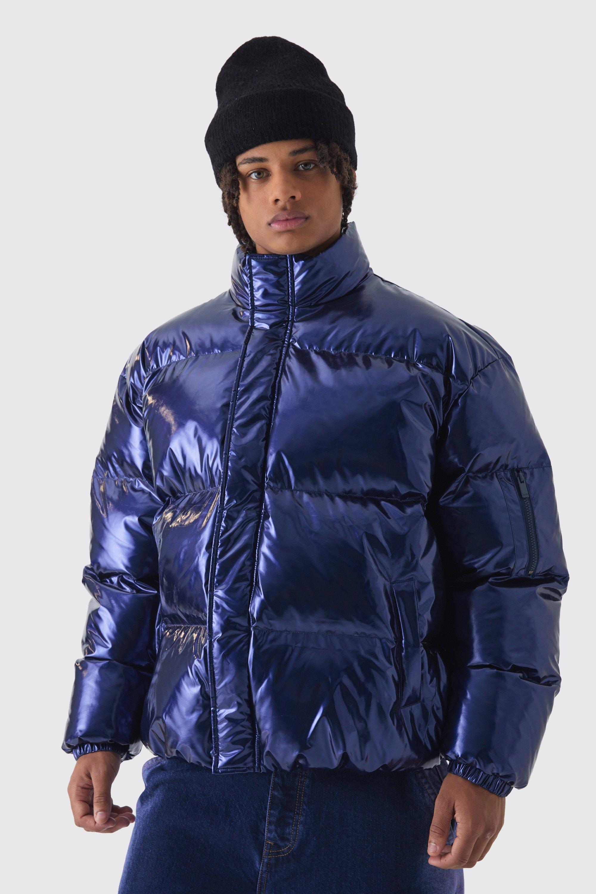 Oversized Boxy Vinyl Boxy Puffer Jacket | boohooMAN USA Product Image