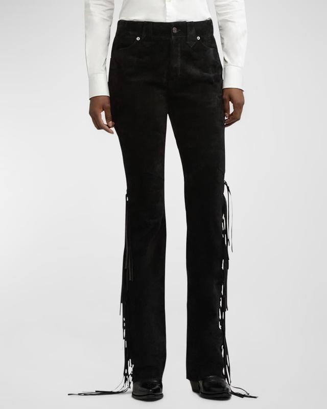 Maryel Fringe-Trim Calf-Suede Pants Product Image