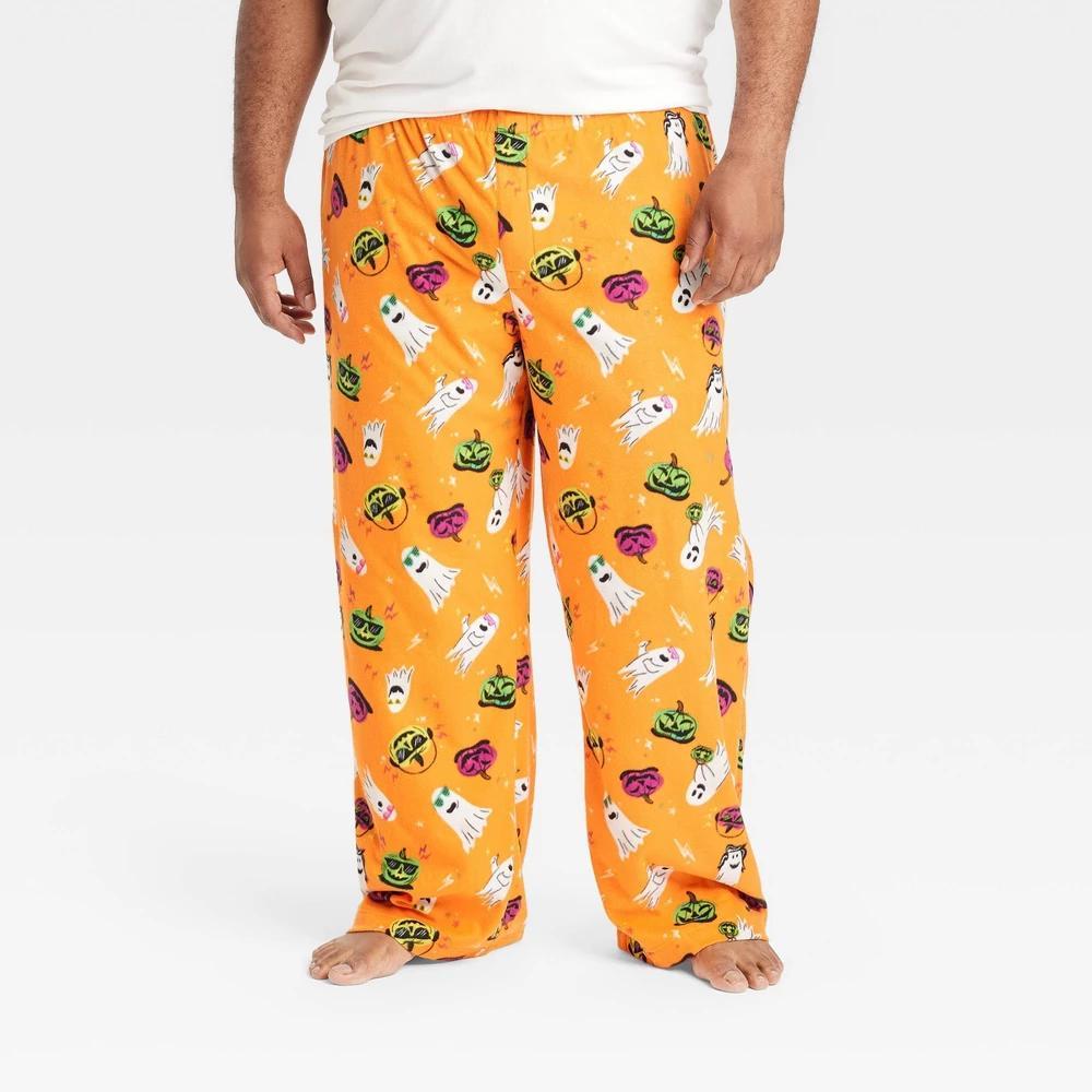 Mens Big & Tall Ghost Print Halloween Matching Family Pajama Pants - Hyde & EEK! Boutique Orange LT Product Image