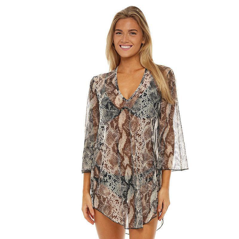 Womens Jordan Taylor Animal Print Sheer Swim Cover-Up Tunic Product Image