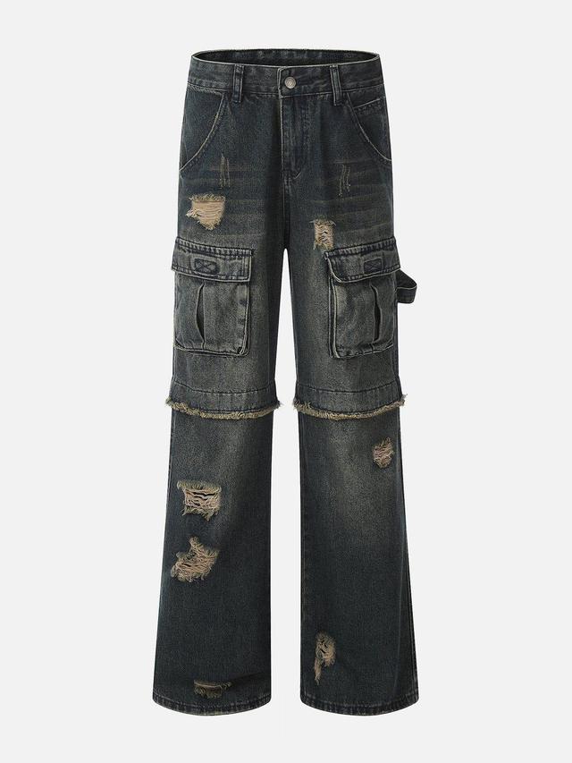 Aelfric Eden Distressed Fringe Patchwork Loose Jeans Product Image