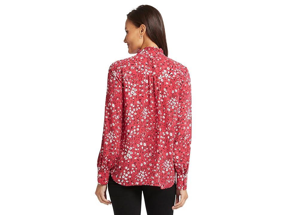 NYDJ Ruffle Neck Blouse (Cherry Creek) Women's Clothing Product Image