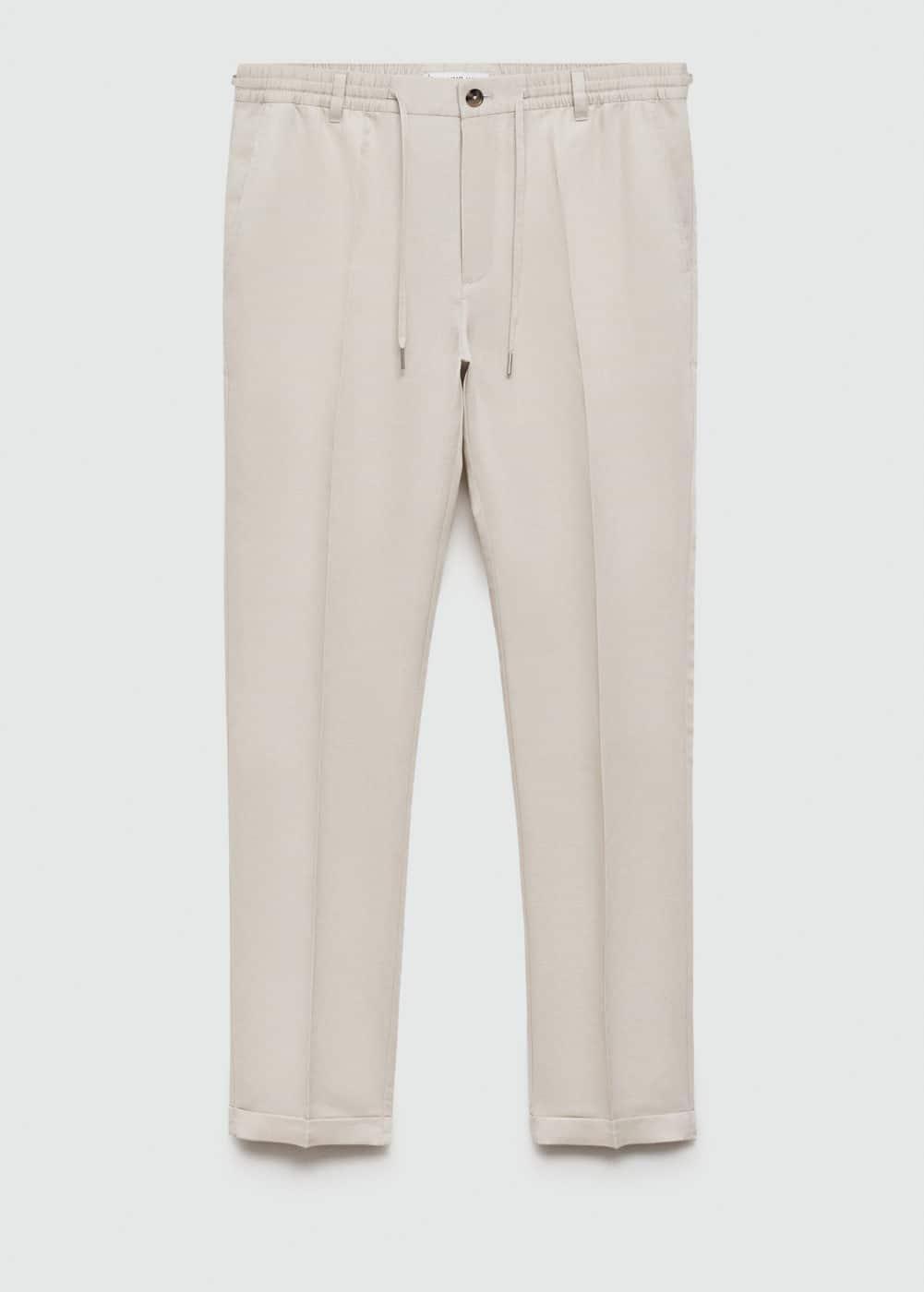 MANGO MAN - Tencel linen drawstring pants ice greyMen Product Image