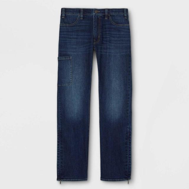 Mens Slim Fit Adaptive Bootcut Jeans - Goodfellow & Co Dark Blue 33x30 Product Image