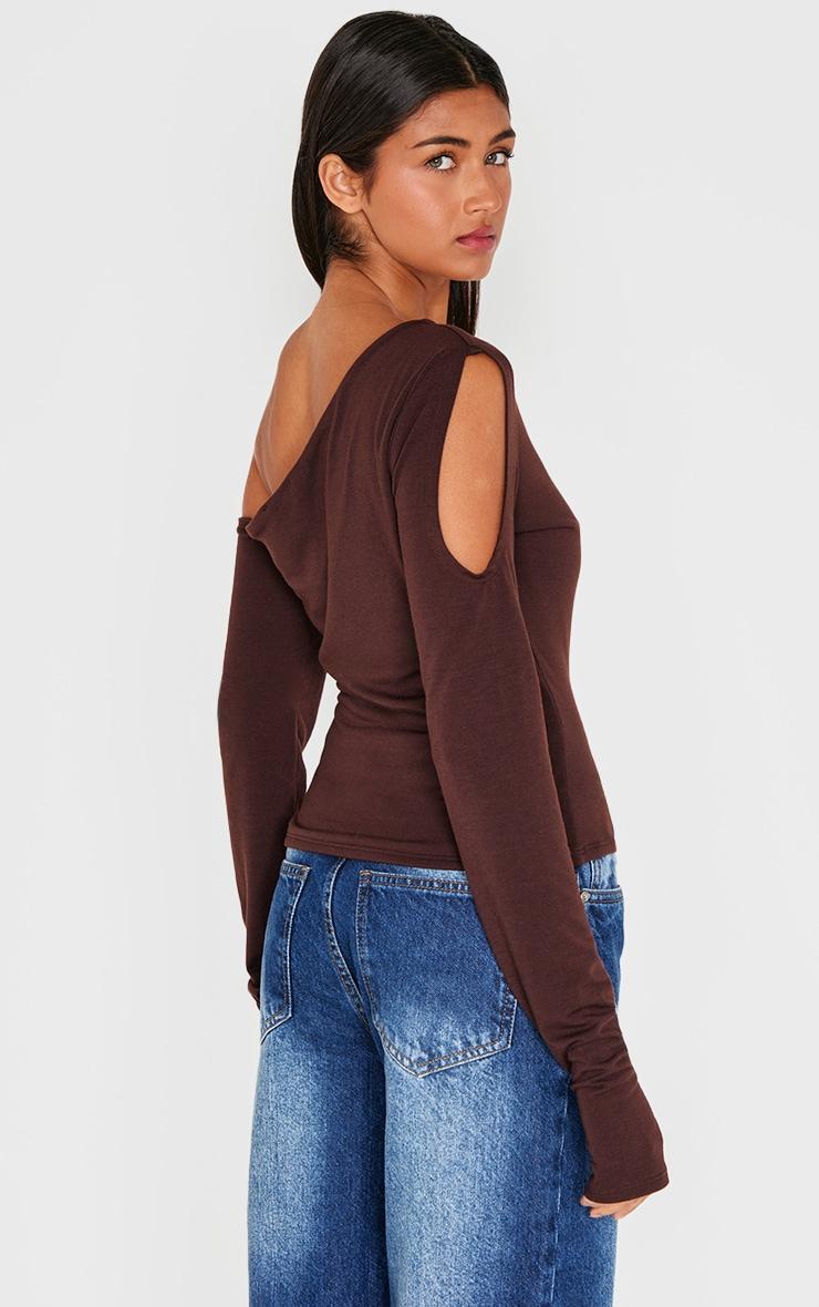 Chocolate Contour Jersey Bardot Long Sleeve Top Product Image