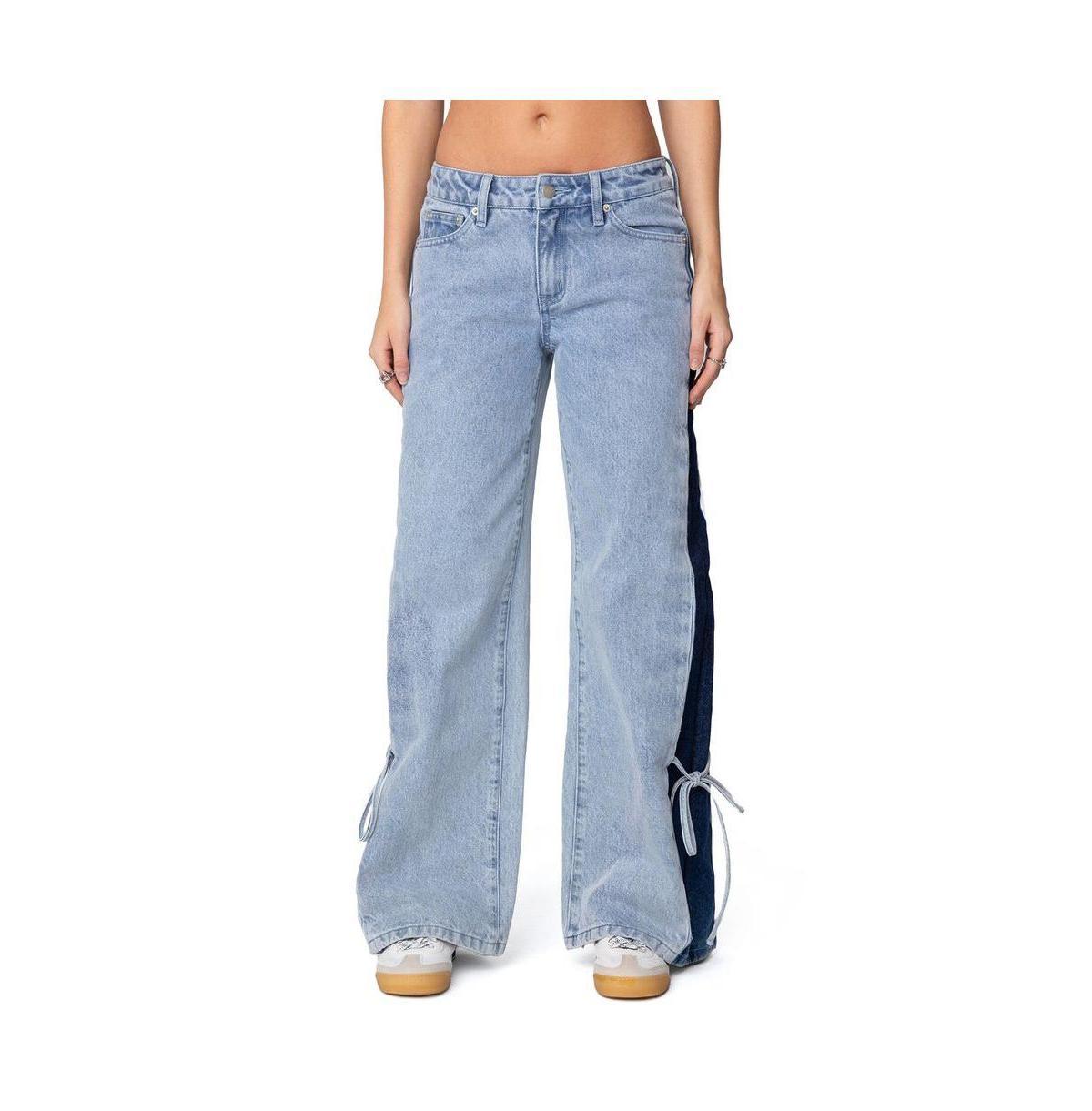 Edikted Womens Contrast Split Washed Jeans product image