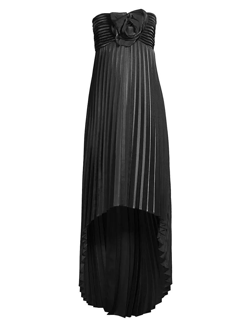 Pleated High-Low Strapless Midi-Dress Product Image