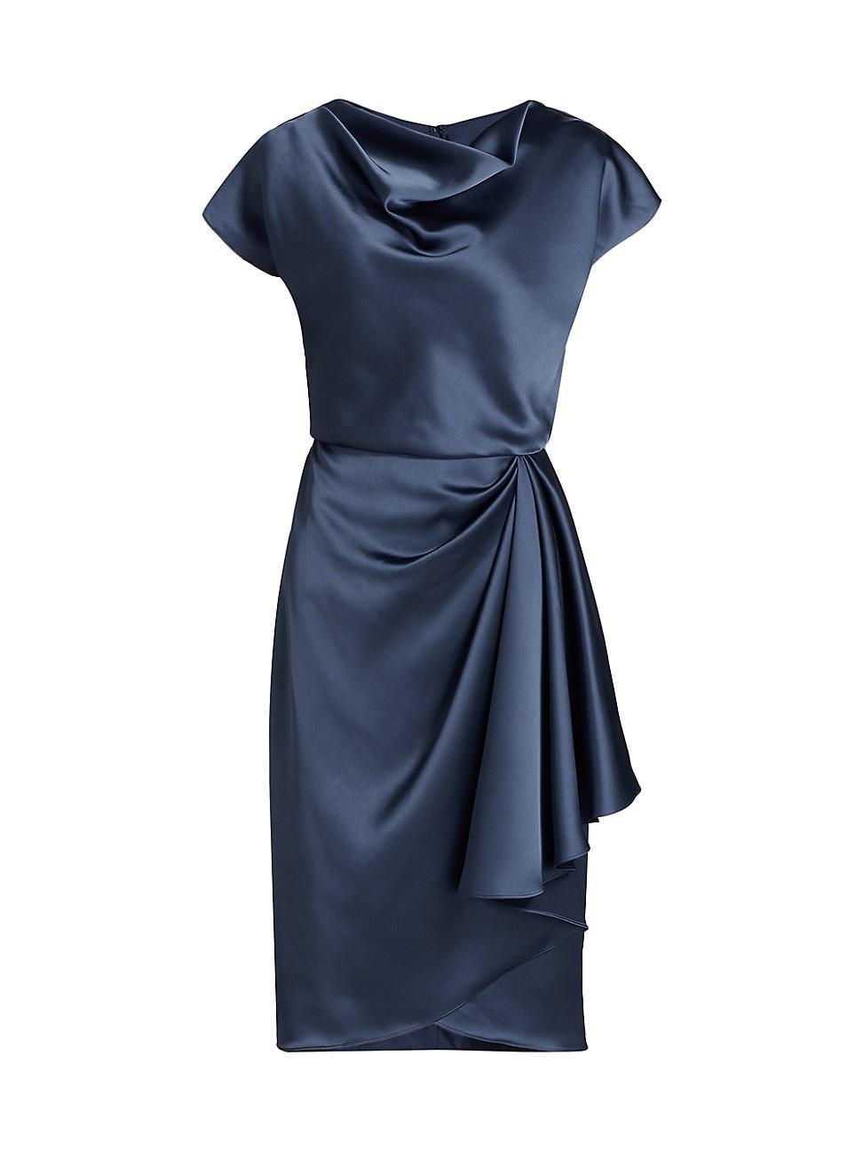 Womens Draped Satin Cocktail Dress Product Image