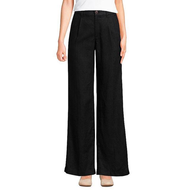 Petite Lands End Linen High Rise Wide Leg Pleated Pants, Womens Product Image