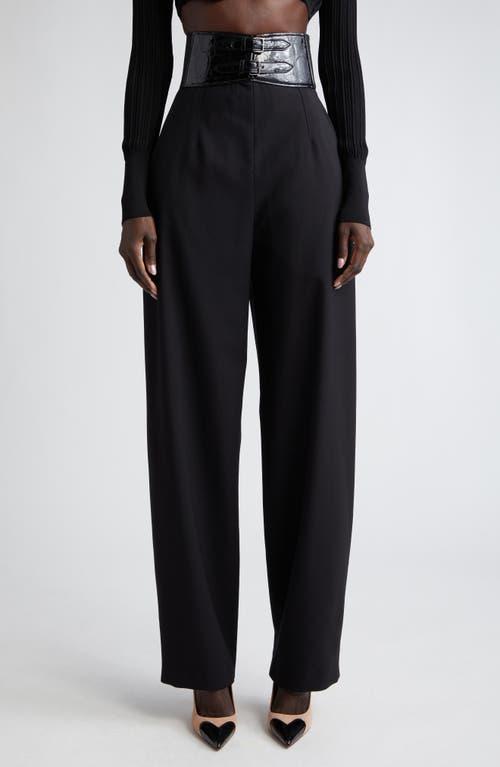 Womens Wool Belted Straight-Leg Pants Product Image