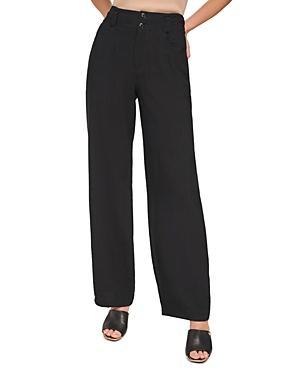 DKNY Crinkle High Waist Wide Leg Pants Product Image