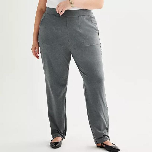 Plus Size Croft & Barrow Essential Straight Leg Pants, Womens Coal Grey Product Image