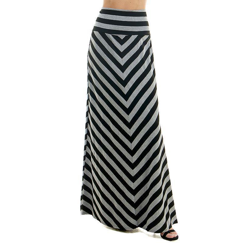 Juniors Lily White Knit Maxi Skirt, Womens Grey Gray Black Product Image