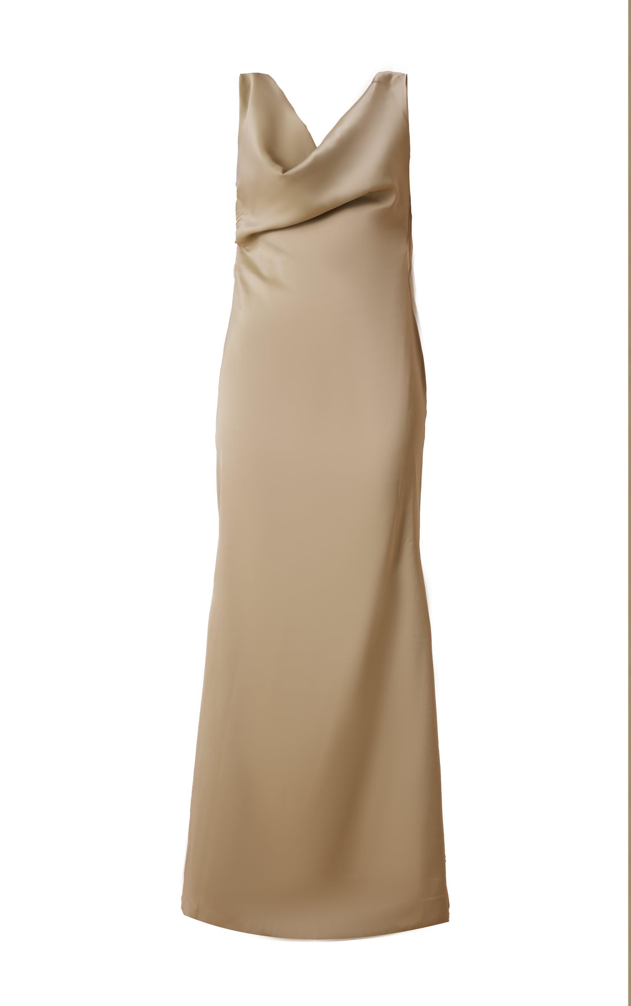 Sage Bridesmaid Satin Cowl Neck Maxi Dress Product Image